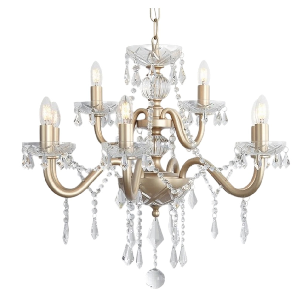 **Technische titel in het Nederlands: Elegant kristallen kroonluchter met 8 lampen**
